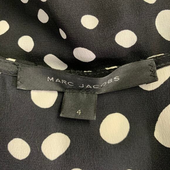 MARC JACOBS Size 4 Black White Polka Dot Wrap Dress - Picture 5 of 5